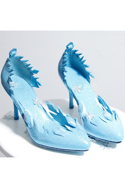 人気のアニメコス アナと雪の女王 エルサ Elsa風 コスプレシューズ 靴 雪柄 即出荷 おしゃれ靴
